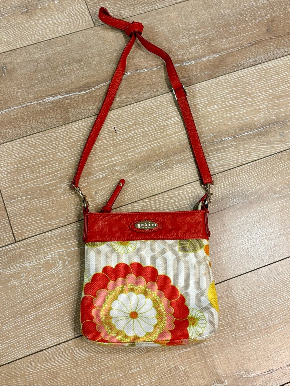 Spartina 449 Floral Crossbody Bag Dayfuskie Island Linen Leather Boho Purse‎